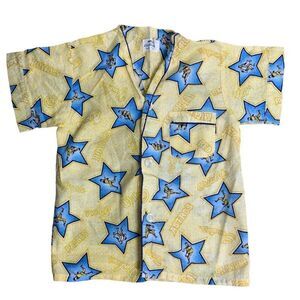 Vintage 60s Baseball Short Sleeve Pajama Top 12 Yellow Perm Press Boys